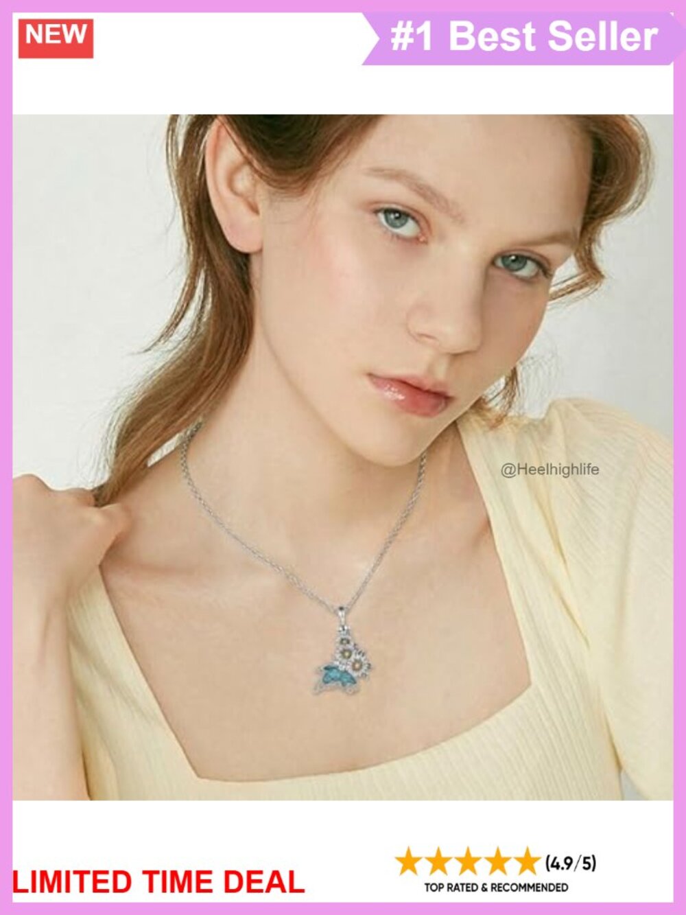 925 Sterling Silver Butterfly Urn Necklace Turquoise Daisy Pendant Memorial - Picture 2 of 5